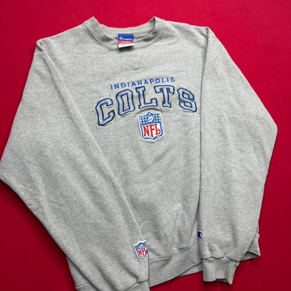 Vintage Champion Indianapolis Colts NFL Sweatshirt Mens Medium Gray Embroidered